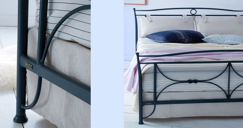 Blackish Modern Elegance: Handmade Iron Bed - Model ELENA | Contemporary Shaker Design With Blacksmith Style And Multicultural Bed Frame