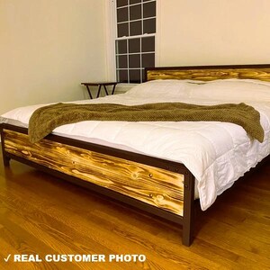 Industrial Metal and Wood Bed Frame 160x200 180x200 MIRTO | Wrought Iron & Solid Pine | Rustik image 15