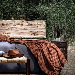 Stylish And Stable Industrial Design Handmade Iron Bed - Model DAFNI | Nature Charming Iron & Wooden King Size Queen Bed | Farmhouse Decor