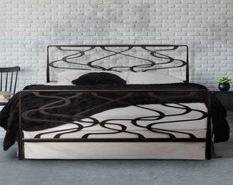 Metal Platform Bed With Elegant Design | Wrought Iron Bed Frame - Model AEGEAN | Minimalist Bed Given Couple Best Sleep Environment