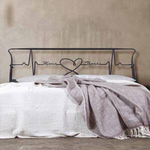 Minimalist Design Style Iron HEADBOARD HEARTBEAT CUSTOM | Elegant Style Headboard Decor |Creative Design With Industrial References