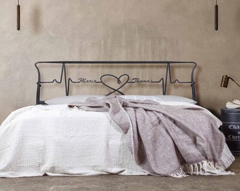 Minimalist Design Style Iron HEADBOARD HEARTBEAT CUSTOM | Elegant Style Headboard Decor |Creative Design With Industrial References