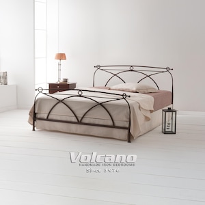 Łóżko ANITA z kutego żelaza 160x200 | Minimalistyczna, zakrzywiona metalowa rama w stylu europejskim, królewska