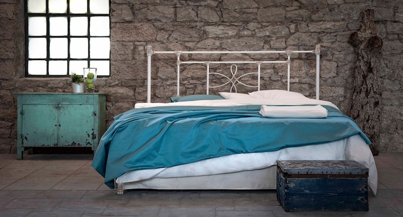 Modern Revitalize Your Space with Industrial Style Handmade Iron Bed | Model THALIA Unique Design for A Modern and Robust Bedroom