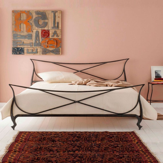 Wrought iron platform sale bed frame queen