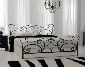 Handcrafted Wrought Iron Bed Frame Black Art Nouveau Style | Dreams Bed For Her | Model NORM Bed Frame | Sophisticated Baroque Feature Bed