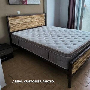 Industrial Metal and Wood Bed Frame 160x200 180x200 MIRTO | Wrought Iron & Solid Pine | Rustik image 14