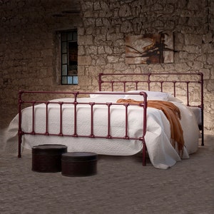 Antique Iron Industrial Style Elemental Dreams Bed- Model IRIS | Elegant Platform Bed | Custom-Made Luxury Bed Frame | Elegant Bedroom Decor