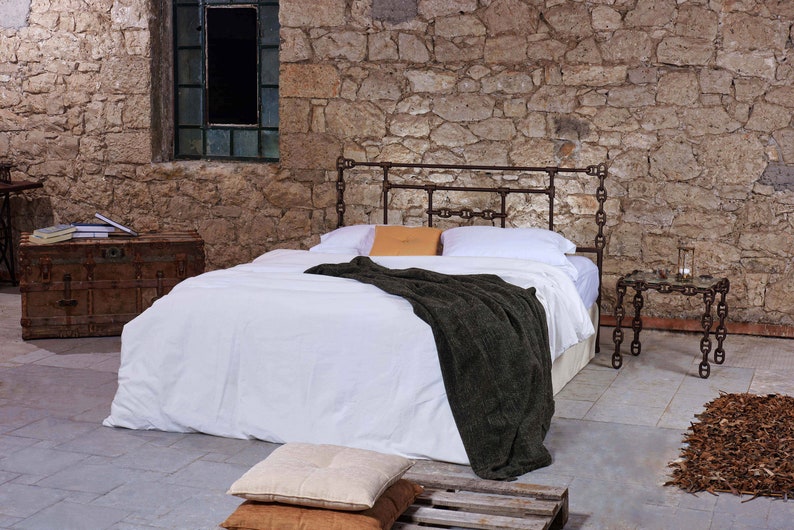 Decorative Charm Industrial ARETI Wrought Iron Bed | | Elegant And Contemporary Style And Industrial Iron Bed | Industrial Furniture