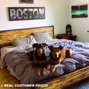 Industrial Metal and Wood Bed Frame 160x200 180x200 MIRTO | Wrought Iron & Solid Pine | Rustik image 12