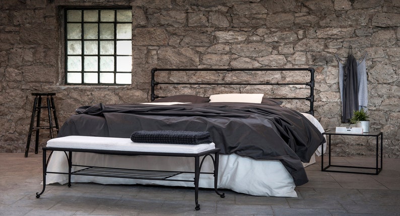 The Ultimate Industrial Bed | Handmade Bed Industrial Design | Handmade Metal Beds Frame | Iron Bed Of Blacksmith Style | Model ROXANI