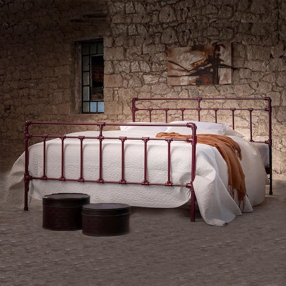 Antique Iron Industrial Style Elemental Dreams Bed IRIS industrial king platform bed Custom Made Luxury Bed Frame Bedroom Decor Etsy
