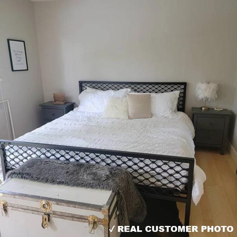 Industrial Metal Bed Frame 160x200 180x200 DIMITRA Diamond Design Handmade Loft Design image 12