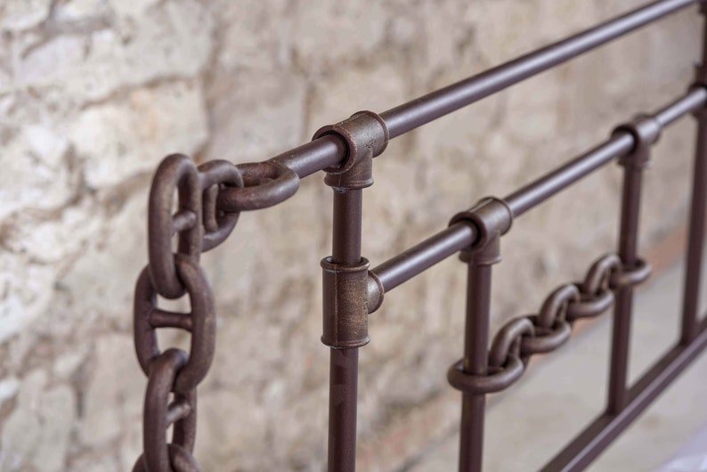 Decorative Charm Industrial ARETI Wrought Iron Bed | | Elegant And Contemporary Style And Industrial Iron Bed | Industrial Furniture