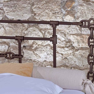 Decorative Charm Industrial ARETI Wrought Iron Bed | | Elegant And Contemporary Style And Industrial Iron Bed | Industrial Furniture