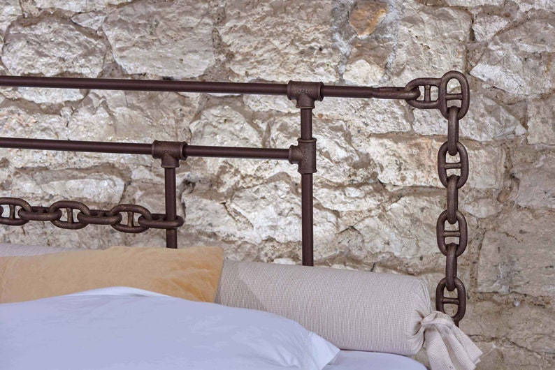 Decorative Charm Industrial ARETI Wrought Iron Bed | | Elegant And Contemporary Style And Industrial Iron Bed | Industrial Furniture