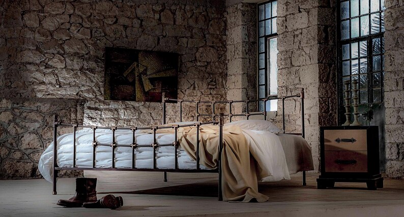 Industrial Wrought Iron Bed Frame 140x200 160x200 180x200 – IRO Handmade Modern Metal Platform Bed, European Design