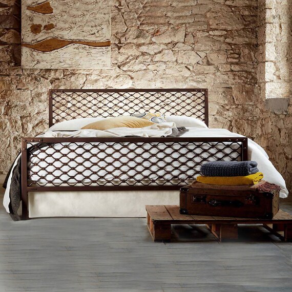 Industrial style queen bed frame deals