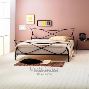 Metal Bed 160x200 180x200 VENETIA – Wrought Iron Double Bed Frame, Classic Symmetry Design