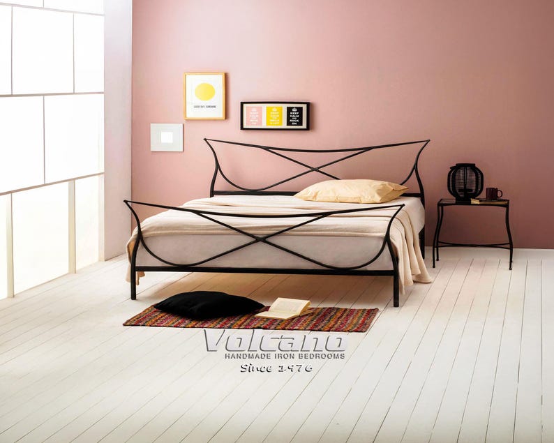 Metal Bed 160x200 180x200 VENETIA – Wrought Iron Double Bed Frame, Classic Symmetry Design