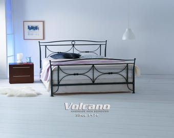 Wrought Iron Bed 160x200 | ELENA Modern Shaker Black Metal Frame European King Queen