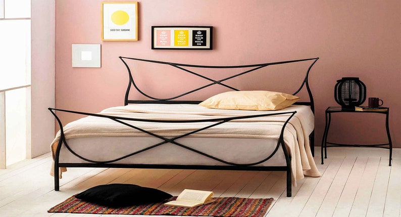 Farmhouse Style Handmade Iron Bed Frame Model VENETIA | Combines Modern Style With Industrial References Bed Frame | Perfect Gift