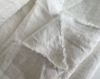 Ivory Linen Fabric - Washed - weight 5.5 oz/yd2 (185 GSM) - width 56" (142 cm), Off-White Flax Linen, Milk Fabric