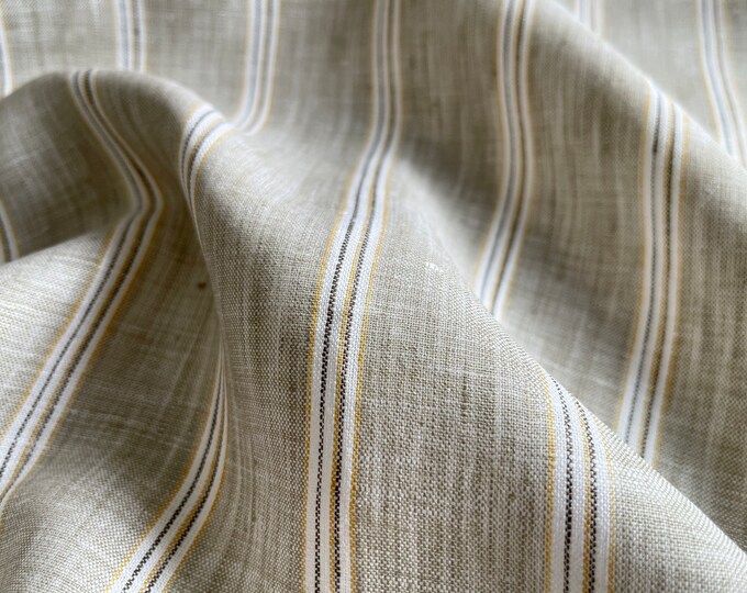 Deadstock Linen Fabric Stripe Multi Weight 4 Oz yd2 135 GSM Width 57 deadstock-linen-fabric-stripe-multi-weight-4-oz-yd2-135-gsm-width-57
