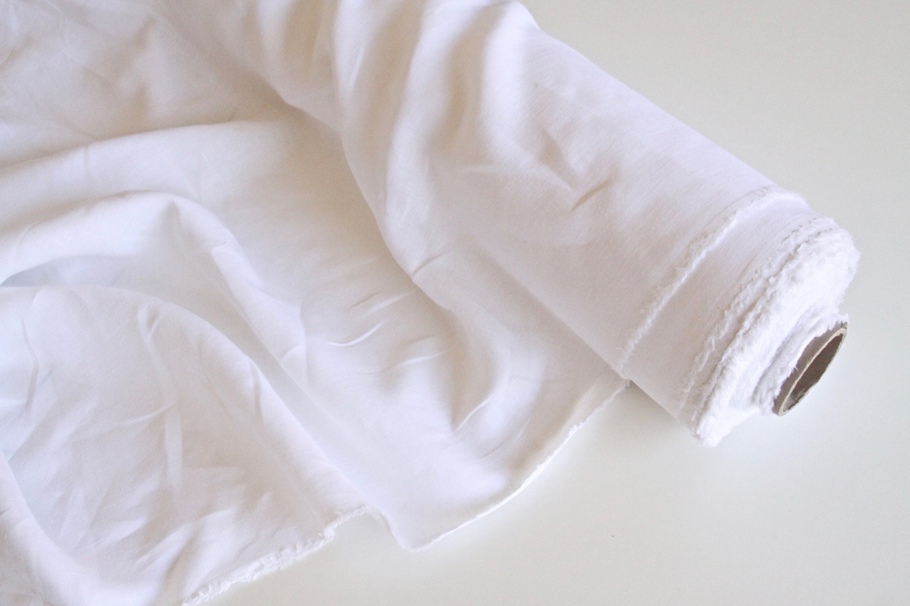 Pure White Linen Fabric Softened All Purpose White Fabric White