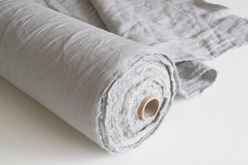 Grey Linen Fabric Softened Linen by Yard Gray Fabric Etsy