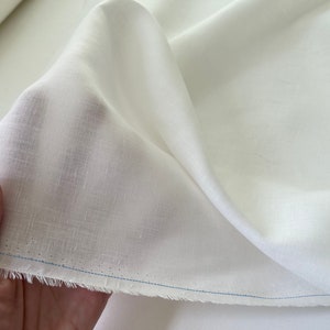 Deadstock Linen Fabric - Ivory Lightweight - weight 3.7oz/yd2 (124 GSM), width 57&quot; (147 cm), off-white flax linen, shirting fabric