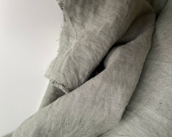 Washed Linen Fabric - Deep Sage Green - weight 5.5 oz/yd2 (185 GSM) - width 56" (142 cm) - OEKO-TEX certified - made in Europe
