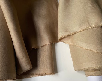 Deadstock Linen Fabric - Camel - weight 6.6 oz/yd2 (225 GSM) - width 57" (147 cm), khaki linen fabric, beige linen fabric, tan linen fabric