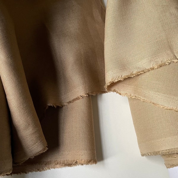 Deadstock Linen Fabric - Camel - weight 6.6 oz/yd2 (225 GSM) - width 57" (147 cm), khaki linen fabric, beige linen fabric, tan linen fabric