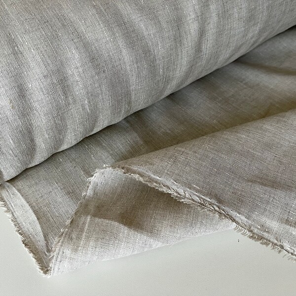 Natural Melange Linen Fabric - Medium Weight All Purpose Flax Linen By Yard, Not Softened