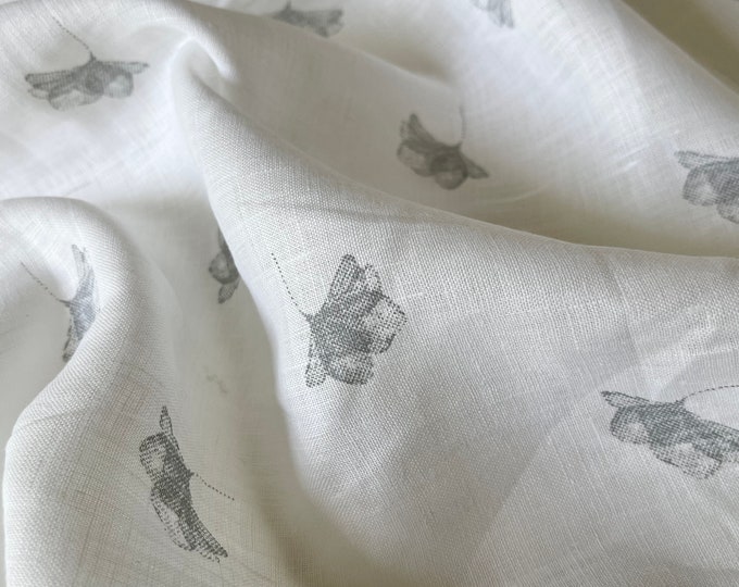 Deadstock Linen Fabric Scattered Poppy Weight 4 1 Oz yd2 140 GSM Width deadstock-linen-fabric-scattered-poppy-weight-4-1-oz-yd2-140-gsm-width