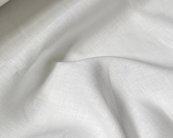 Pure White Linen Fabric - Deadstock Optic White Flax Linen - weight 5.2 oz/yd2 (175 GSM) - width 57" (147 cm)