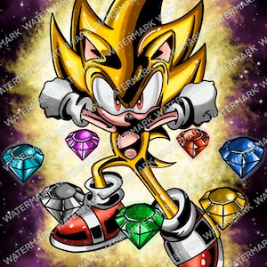 Digital Download Super Sonic Art Print Sonic the Hedgehog Printable Art 15x20 Inches