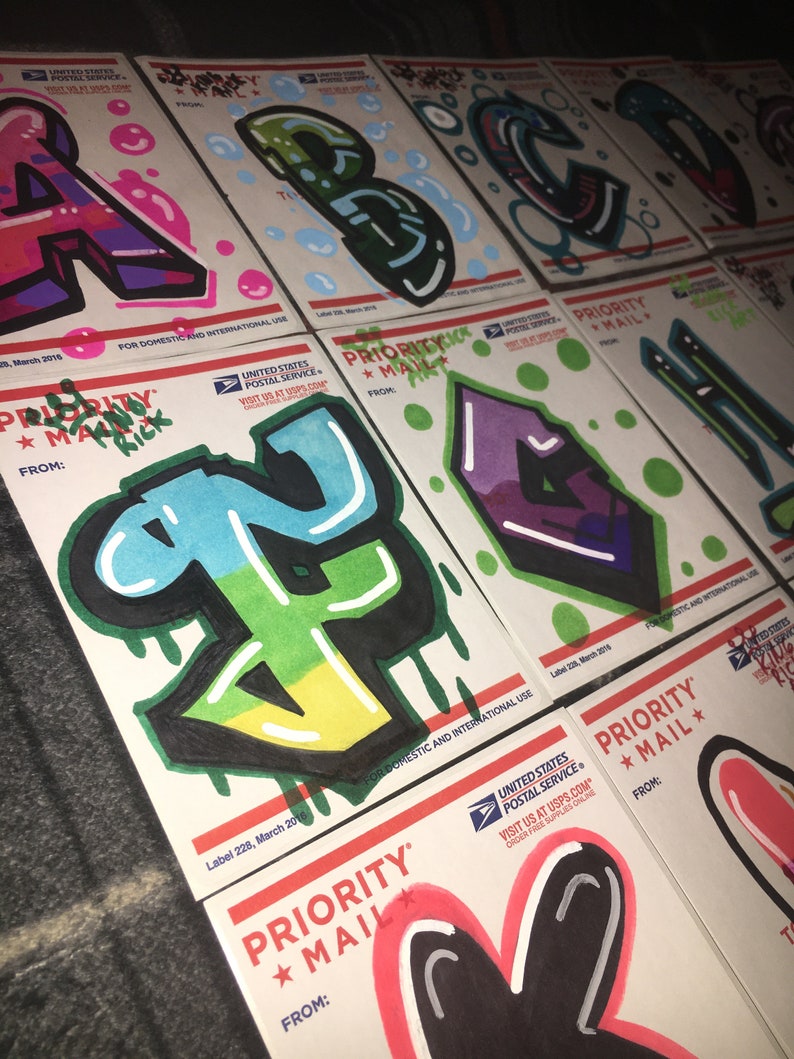 30 Graffiti Letters USPS 228 Sticker Art Slaps 2 Etsy