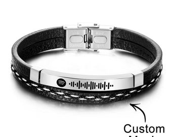 Scannable Spotify Code Custom Music Bracelet Leather Gifts