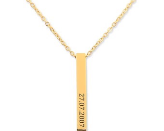 Custom Date Halskette Personalisierte Halskette Kette in Gold, Rosegold, Silber