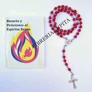 SET van Rosario Al Espiritu Santo & Librito~7 Misterios En Acrilico