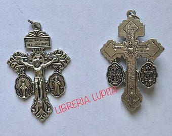 3 way Pardon Indulgence Crucifix with St. Benedict & Miraculous Medals / Crucifijo del Perdon con medallas de S. Benito y Milagrosa