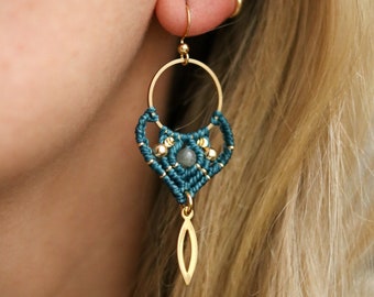 Macrame Earrings | INNANA | Boho | Festival Jewelry | Gemstone Selection | Handmade