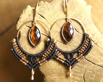 FREYA | Macrame Earrings | Boho | Festival Jewelry | Gemstones | Handmade | Gift for Her | Personalized |
