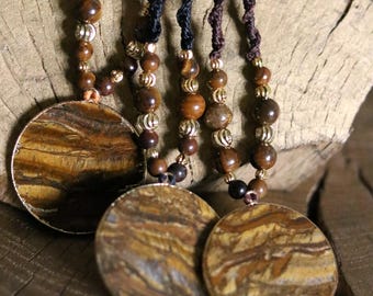 PICTURE JASPER | MACRAME NECKLACE | NATURAL STONE BEADS | ADJUSTABLE