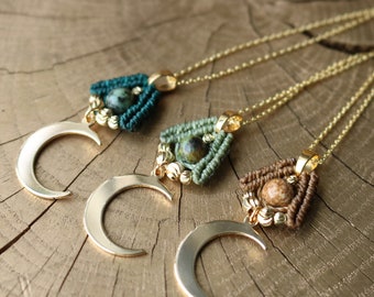 Macrame Necklace | MOONCHILD | Boho | Festival Jewelry | Gemstone Selection | Handmade