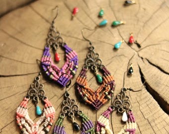 HADES Colorful | Macrame Earrings | Boho | Festival | Jewelry | Lightweight | Delicate