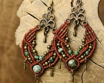 Macrame Earrings | BRIGID | Boho | Festival Jewelry | Gift for Her | Personalized | Gemstone | Handmade