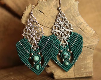 TAYET | Macrame Earrings | Boho | Jewelry | Gemstone Beads | Handmade | Delicate | Lightweight | Gift for Her